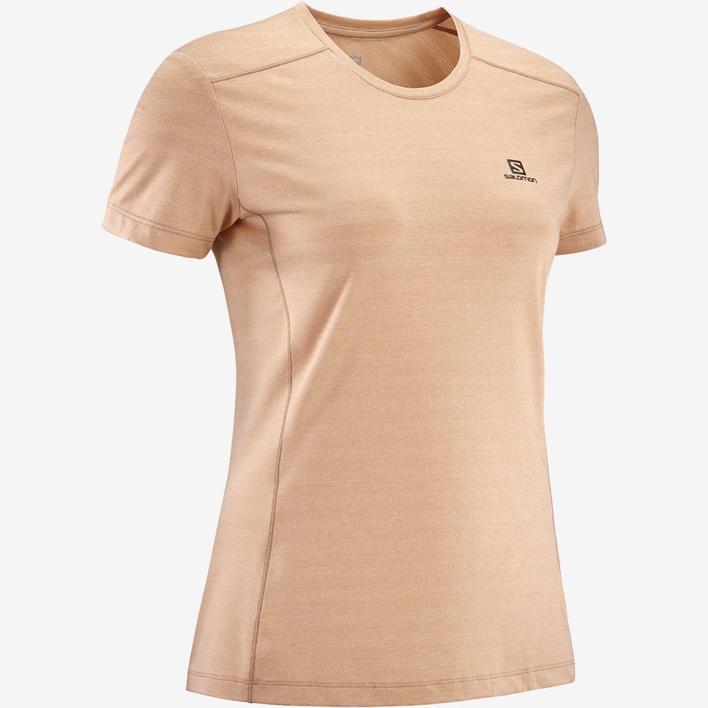 Salomon Singapore Womens T-shirts - XA W Khaki | 94631-CPQY